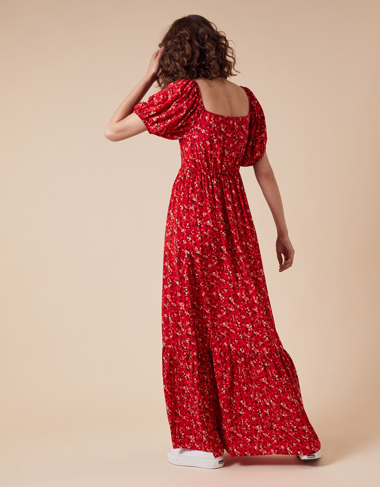 Mandi Ditsy Floral Maxi Dress Red